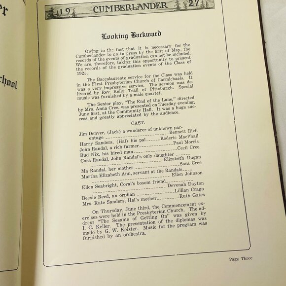 The Cumberlander 1927 Yearbook - Rich Maroon Embossed Cover - Picture 8 of 11